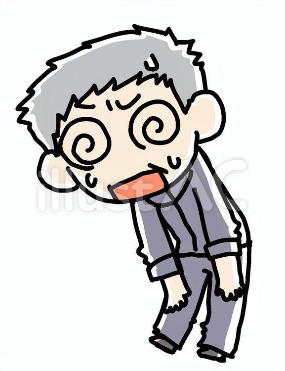 苦しいジャージのおじいさん 苦しい,汗,おじいさんのイラスト素材