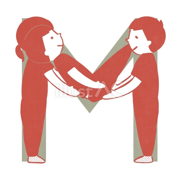 人文字のM 男の子,女の子,組体操のイラスト素材