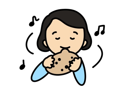 オカリナを吹く女性 オカリナ,演奏,女性,音楽,楽器,人物,音符,趣味,サークル,習い事のイラスト素材