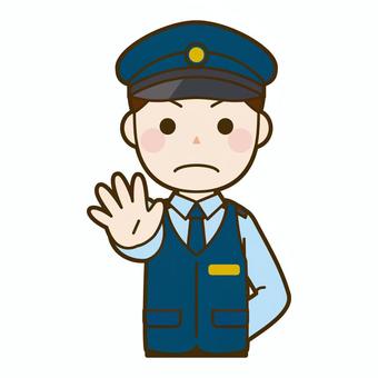 止める警察官（男性） 警察官,男性,ストップ,警告,手,取り締まり,注意,ポーズ,かわいいのイラスト素材