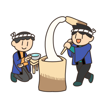 餅つき 餅つき 餅つき,杵,臼,正月,日本文化,行事,食べ物,和風,伝統のイラスト素材