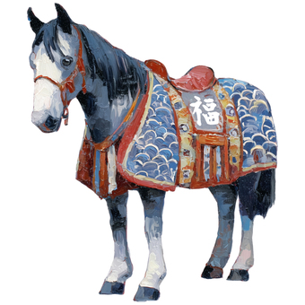 Illustration, lunar month, horse, new year's card, 