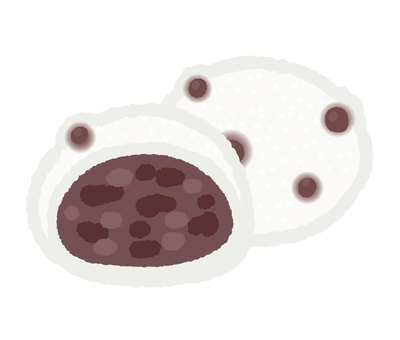 豆大福 大福餅,大福,和菓子,スイーツ,和スイーツ,小豆,あんこ,粒あん,おやつ,豆のイラスト素材