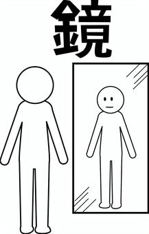 鏡映る人物  鏡映る人物  鏡,映る,人物,全身,体系,スタイル,見る,確認,漢字,デフォルメのイラスト素材