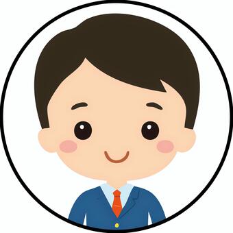 ネクタイ締めた男性丸アイコンその４ 男性,男子,学生,会社員,スーツ,ネクタイのイラスト素材