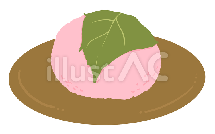 桜餅(おぼん) 桜,和菓子,春のイラスト素材