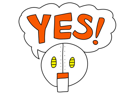 イエスマンになった棒人間のイラスト 棒人間,yes,イエスマン,ロボット,賛成,肯定,人物,表情,吹き出し,ふきだしのイラスト素材