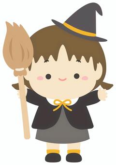 ハロウィンの魔女の仮装をした子供 ハロウィン,魔女,秋,仮装,子ども,人物,女の子,魔法使い,10月,かわいいのイラスト素材