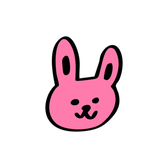 ゆるかわうさぎの顔アイコン うさぎ,どうぶつ,動物,イラスト,ラビット,ピンク,アイコン,キャラ,キャラクター,シンプルのイラスト素材