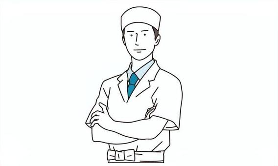 和食店の割烹着を着た男性のイラスト素材 料理人,男性,割烹,人物,調理師,寿司屋,和食,料亭,和風,日本のイラスト素材