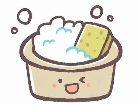 家事に必須なスポンジと洗面器と洗剤の泡 家事に必須なスポンジと洗面器と洗剤の泡 洗面器,スポンジ,泡のイラスト素材