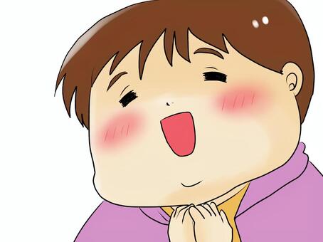 嬉しそうに手を合わせる男性 男性,嬉しい,笑顔,人物,いただきますのイラスト素材