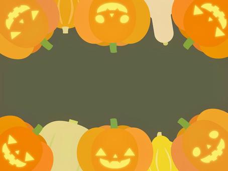 光るハロウィンかぼちゃ密集フレーム ハロウィン,ジャック・オー・ランタン,光る,かぼちゃ,ぎっしり,密集,フレーム,飾り枠,背景,素材のイラスト素材