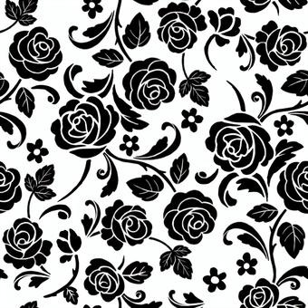 バラのレース模様 バラ,薔薇,レース素材,レース模様,黒,パターン,花,植物,pngのイラスト素材