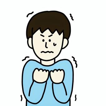 震えている男性 男性,人物,シンプル,震え,寒さ,緊張,怯え,上半身のイラスト素材