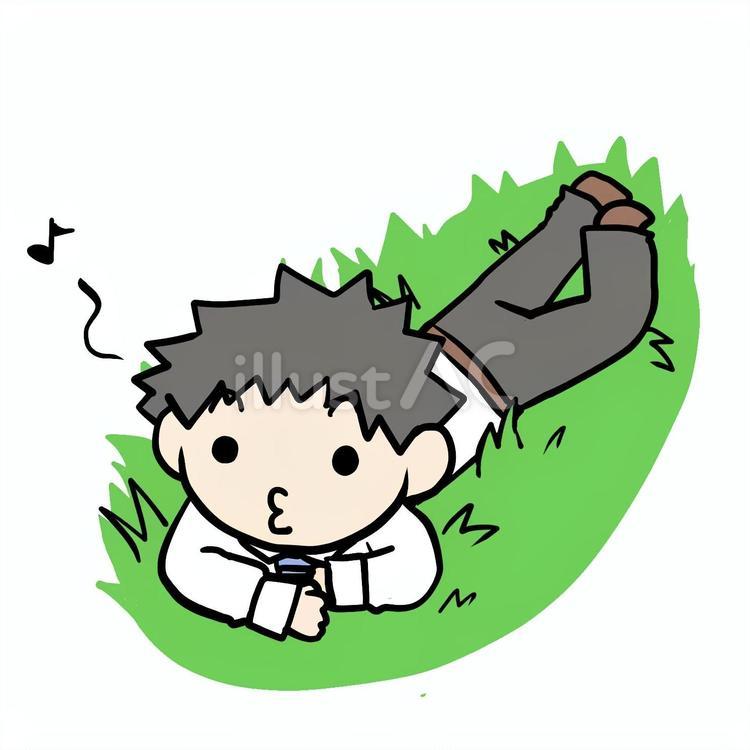 匍匐前進する余裕な男性 男性,匍匐前進,楽しいのイラスト素材