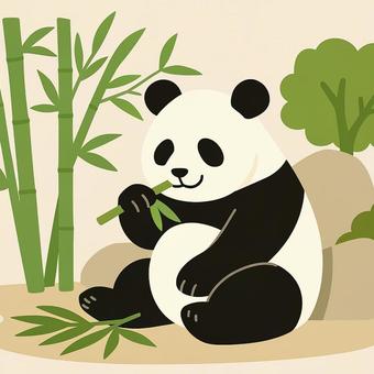 笹をむしゃむしゃ まるいパンダ 笹をむしゃむしゃ まるいパンダ パンダ,動物,竹,笹,イラスト,シンプル,ポップ,ベクター,デザイン素材,可愛いのイラスト素材