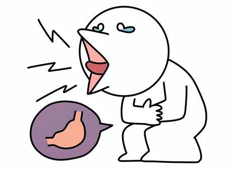 胃痛で苦しむ棒人間 胃痛,棒人間,苦しい,辛い,病気,胃炎,胃潰瘍,内臓,かわいい,シンプルのイラスト素材