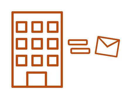 企業からのメール 企業,会社,ビル,メール,線画,マーク,送信,返信,連絡,やりとりのイラスト素材