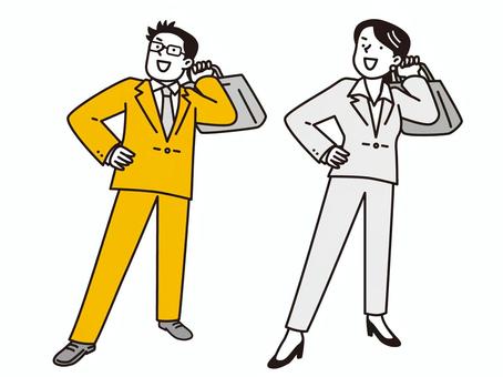 上を向く若い男女ビジネスマンセット 男性,女性,ビジネスマン,上,見上げる,ポーズ,全身,男女,ビジネス,スーツのイラスト素材