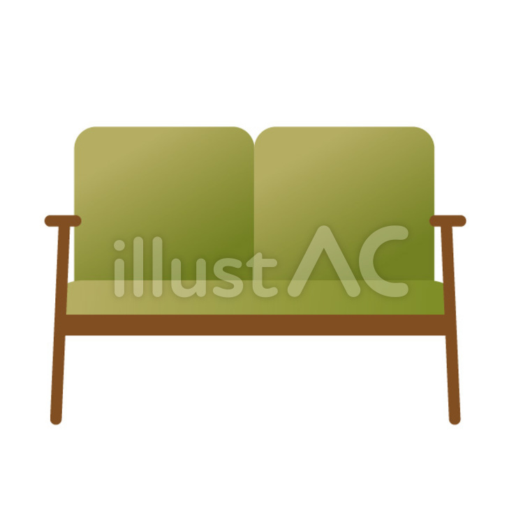 緑のソファ1 ソファ,イス,家具のイラスト素材