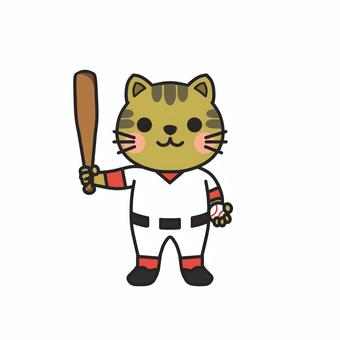 野球のユニフォームを着た動物　ネコ 野球,バット,ボール,ユニフォーム,試合,練習,スポーツ,チーム,打者,バッティングのイラスト素材