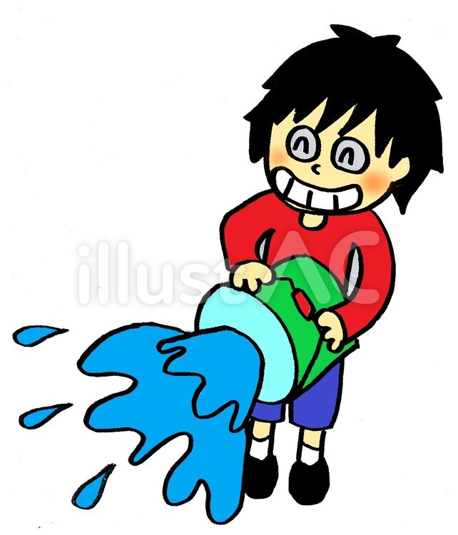 水かけ合戦２ 子供,男の子,１人のイラスト素材