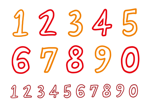 数字 数字,算用数字,ナンバー,番号,順番,順位,数える,可愛い,ゆるい,手描きのイラスト素材