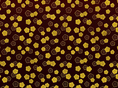 金色和柄パターン【梅の花】蒔絵風 和柄,金色,蒔絵,背景,シームレスパターン,手描き,金蒔絵,金粉,漆塗り,ゴールドのイラスト素材