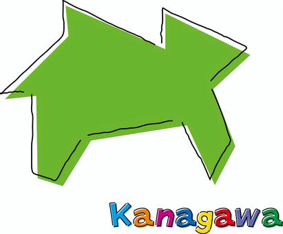 神奈川　手描き風のシンプルな線画の地図  神奈川,県,都道府県,手描き,フリーハンド,地域,地方,地図,ラフ,シンプルのイラスト素材