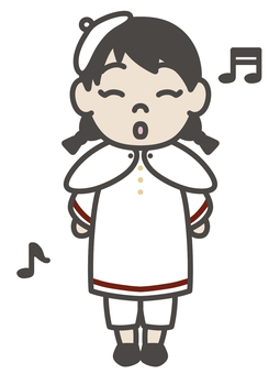 聖歌隊　女の子　４　笑顔で歌う三つ編み 聖歌隊,ゴスペル,合唱団,音楽,三つ編み,女の子,教会,クリスマスのイラスト素材