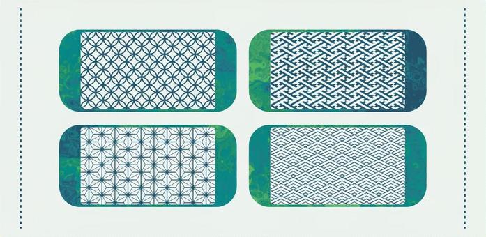 マーブル和柄のフレームセット マーブル和柄のフレームセット 和柄,フレーム,枠,デザイン,エレメント,青,ブルー,緑,グリーン,見出しのイラスト素材