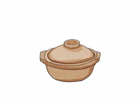 鍋料理に使う陶器の土鍋 土鍋,鍋,なべ,陶器,調理器具,キッチン用品,台所用品,鍋料理,水炊き,寄せ鍋のイラスト素材