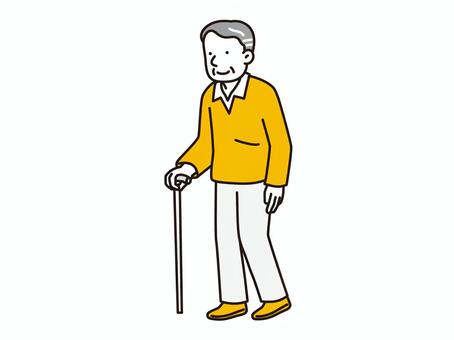 杖を使って歩くシニア男性 シニア,男性,杖,ステッキ,つく,歩く,笑顔,お年寄り,老人,高齢者のイラスト素材
