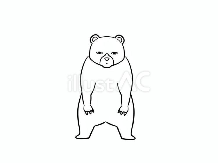 立ってるクマの白黒イラスト クマ,ヒグマ,動物のイラスト素材