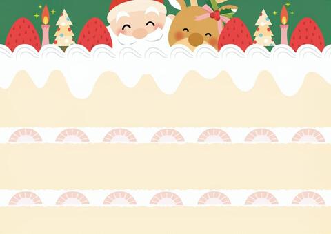 ケーキとサンタのフレーム_03_C_横 クリスマス,クリスマスケーキ,ケーキ,サンタクロース,背景,冬,フレーム,背景素材,サンタ,トナカイのイラスト素材