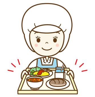 調理スタッフ1 食堂,調理師,栄養士,調理スタッフ,給食,調理員,こども食堂,女性,職業,エプロンのイラスト素材