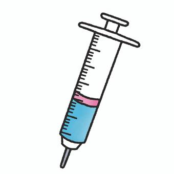 ポップなカラーの注射器のイラスト 注射器,注射,予防注射,ワクチン,病院,健診,麻酔,薬,献血,痛いのイラスト素材