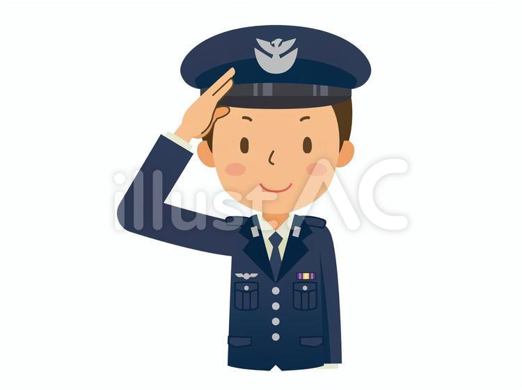 敬礼する航空自衛隊（冬服） 航空自衛隊,自衛官,自衛隊のイラスト素材