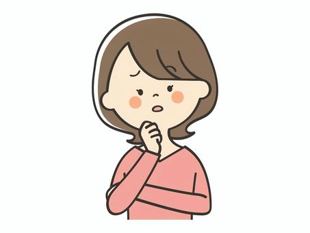 悩む若い女性 困る,悩む,考える,心配,不安,不満,疑問,質問,わからない,謎のイラスト素材