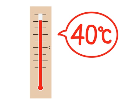 Illustration, termometre, 40 derece, sıcak gün, 