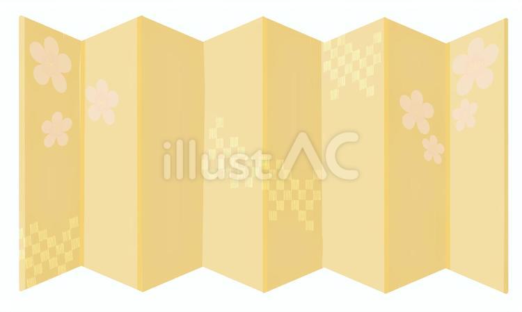 屏風 3月,屏風,和風のイラスト素材