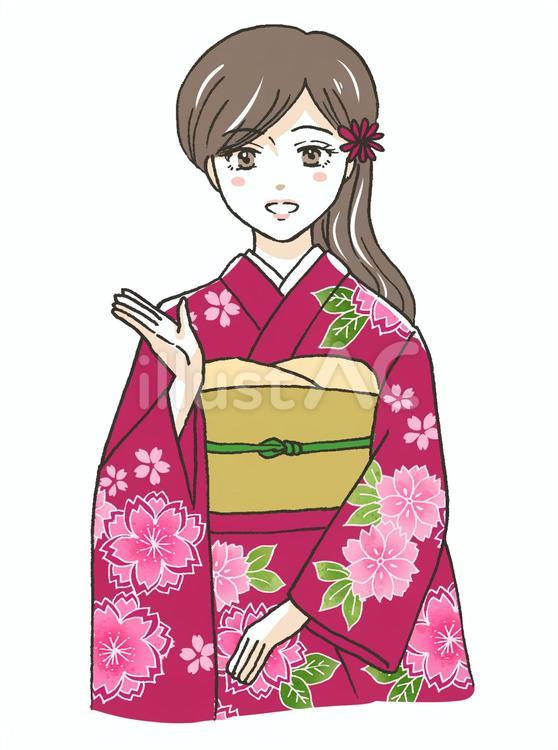 赤い着物の女性イラスト(ご案内) 赤い着物の女性イラスト(ご案内) 女性,着物,和服のイラスト素材
