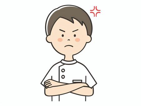 腕組みして怒る男性看護師 腕組みして怒る男性看護師 怒る,叱る,説教,イライラ,不満,厳しい,ストレス,怒り,指導,男性のイラスト素材
