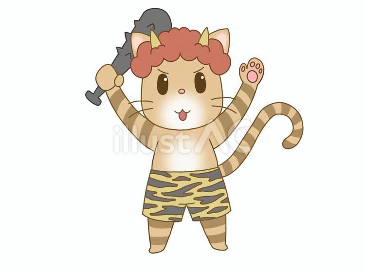 赤鬼の仮装をした猫 節分,猫,動物のイラスト素材