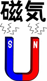 磁石　　 磁石,磁気,磁力,理科,学習,実験,教材,u字,漢字,線画のイラスト素材