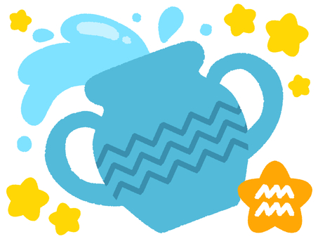 水瓶座 水瓶座,水瓶,水,黄道十二宮,星座,12星座,占い,星,西洋占星術,ホロスコープのイラスト素材