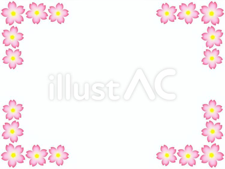 桜の花模様フレーム、飾り枠素材イラスト フレーム,枠,飾り枠のイラスト素材
