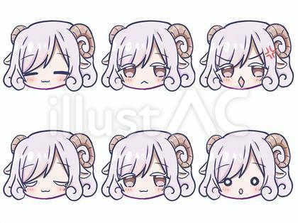 ヒツジの女の子表情6種①