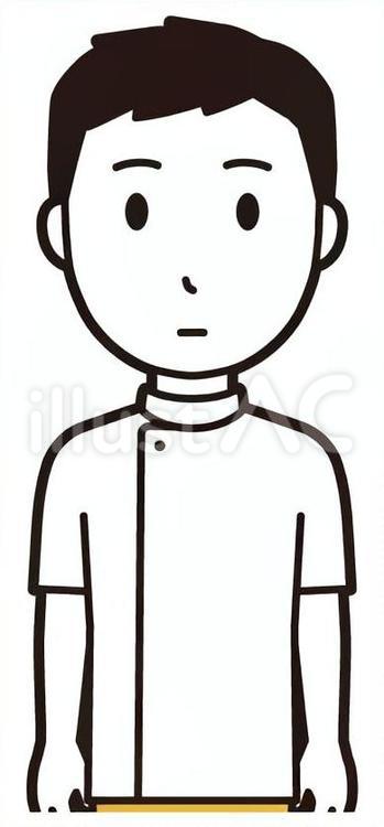  理学療法士男(黄)-360-バスト ポカン,理学療法士,整体師のイラスト素材